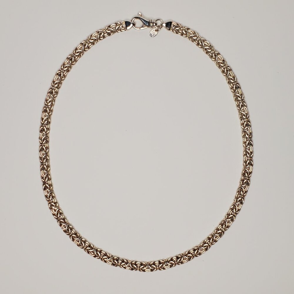Sterling Silver Byzantine Chain Necklace, Dyadema (Italy)